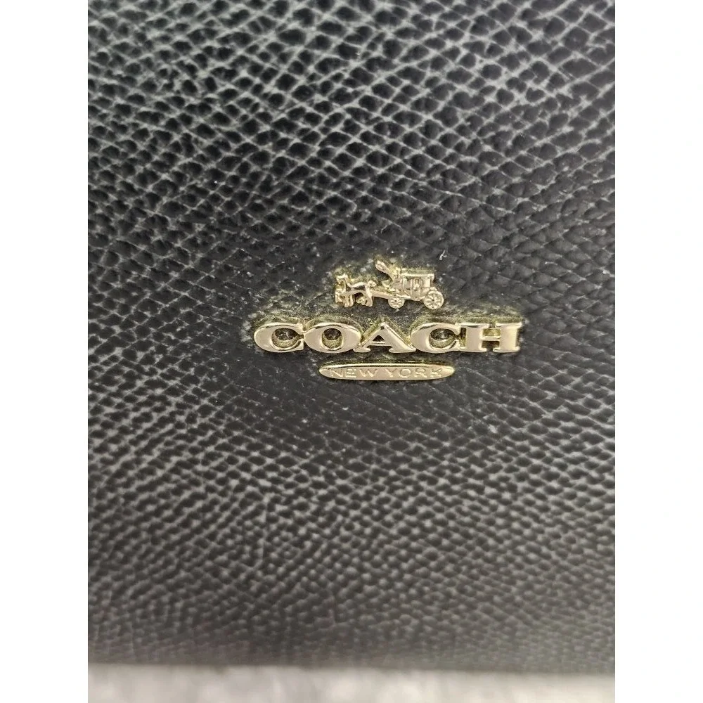 COACH Turnlock Large Tote Black Crossgrain Leather/ Gold Hardware Laptop WorkBag